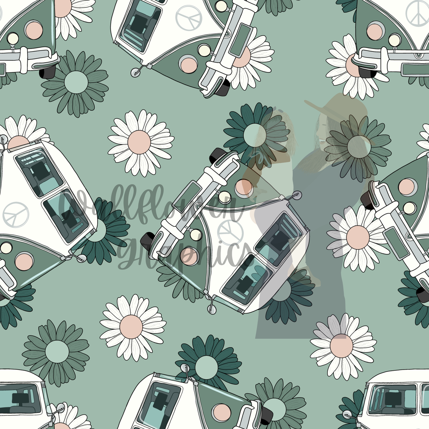 Green Van and Daisies