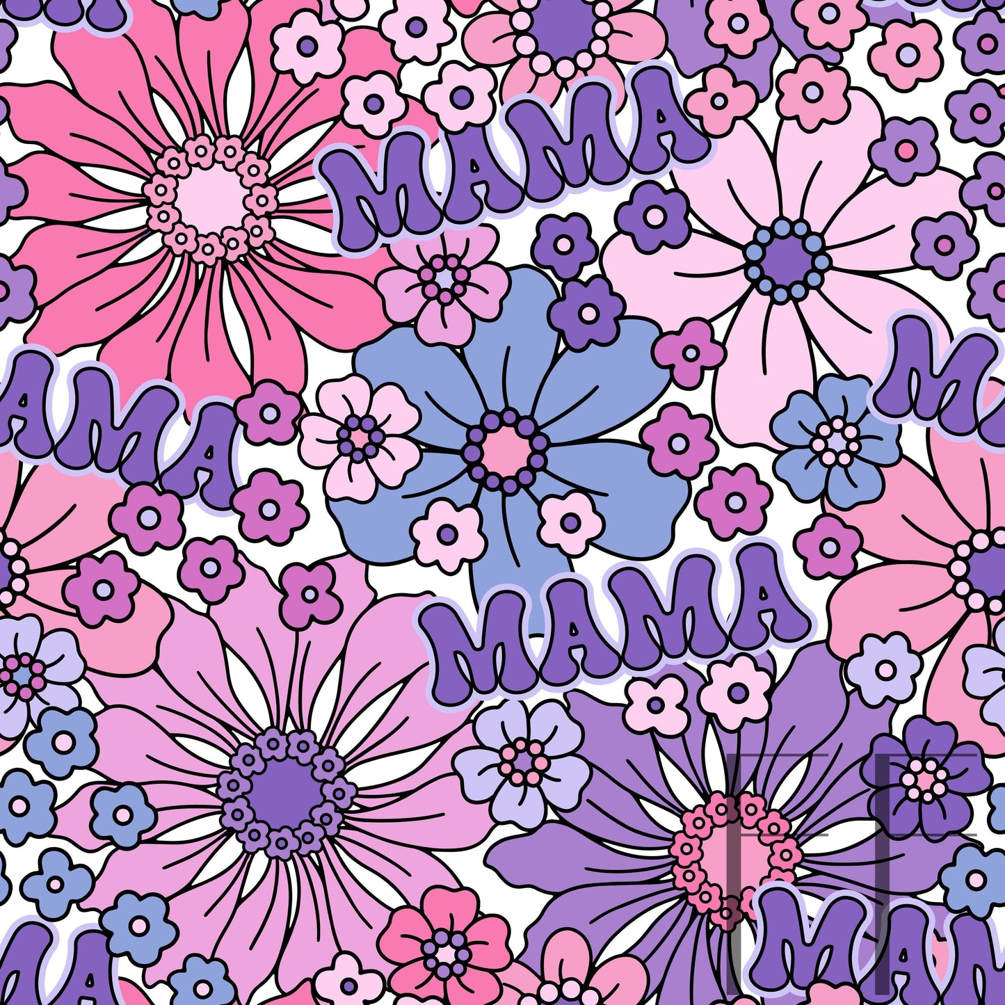 MAMA Yesterday Daisy Purple White Raspberry Pattern