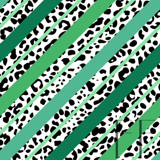 Green Diagonal Stripes leopard raspberry Pattern