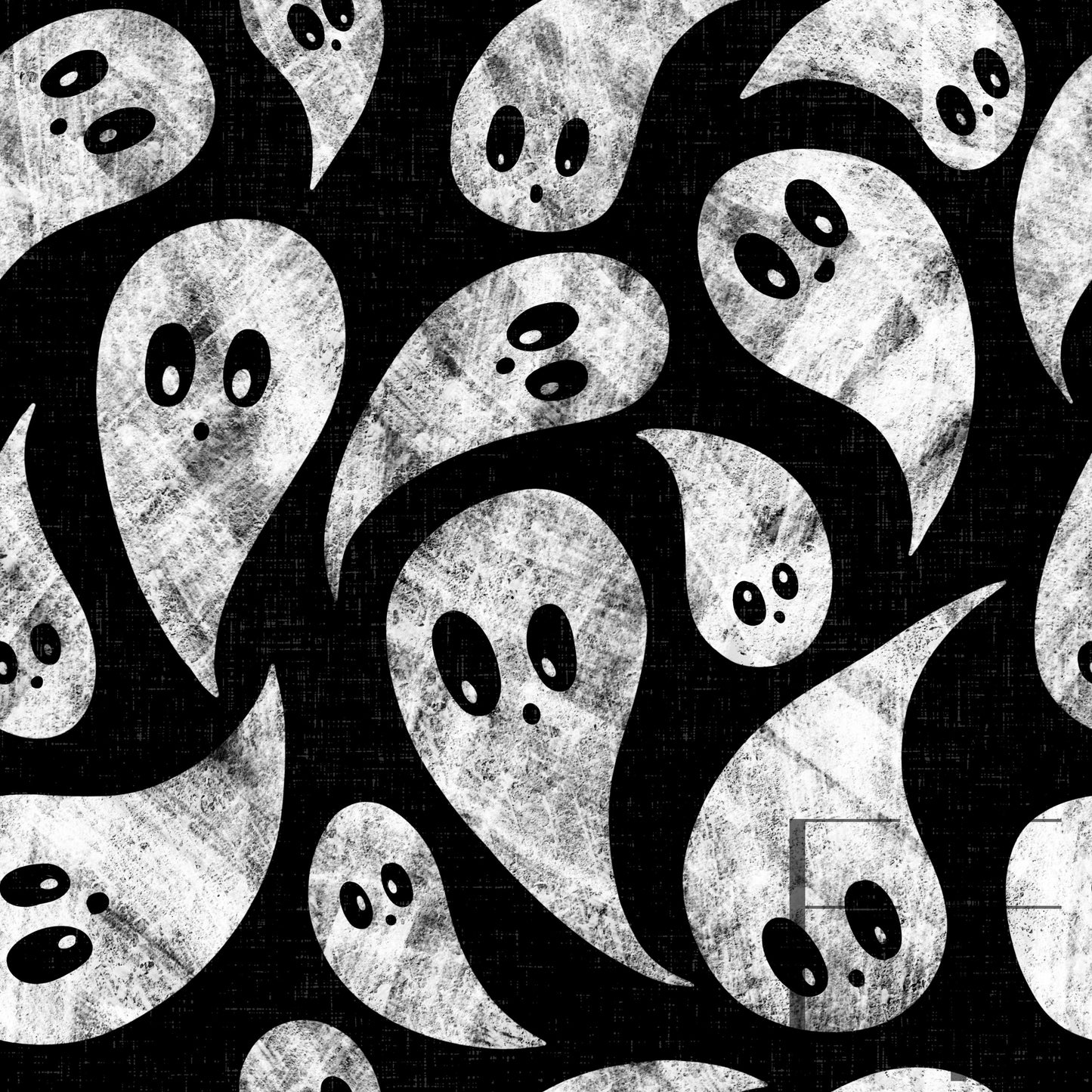 Retro Ghosts Midnight Raspberry Pattern