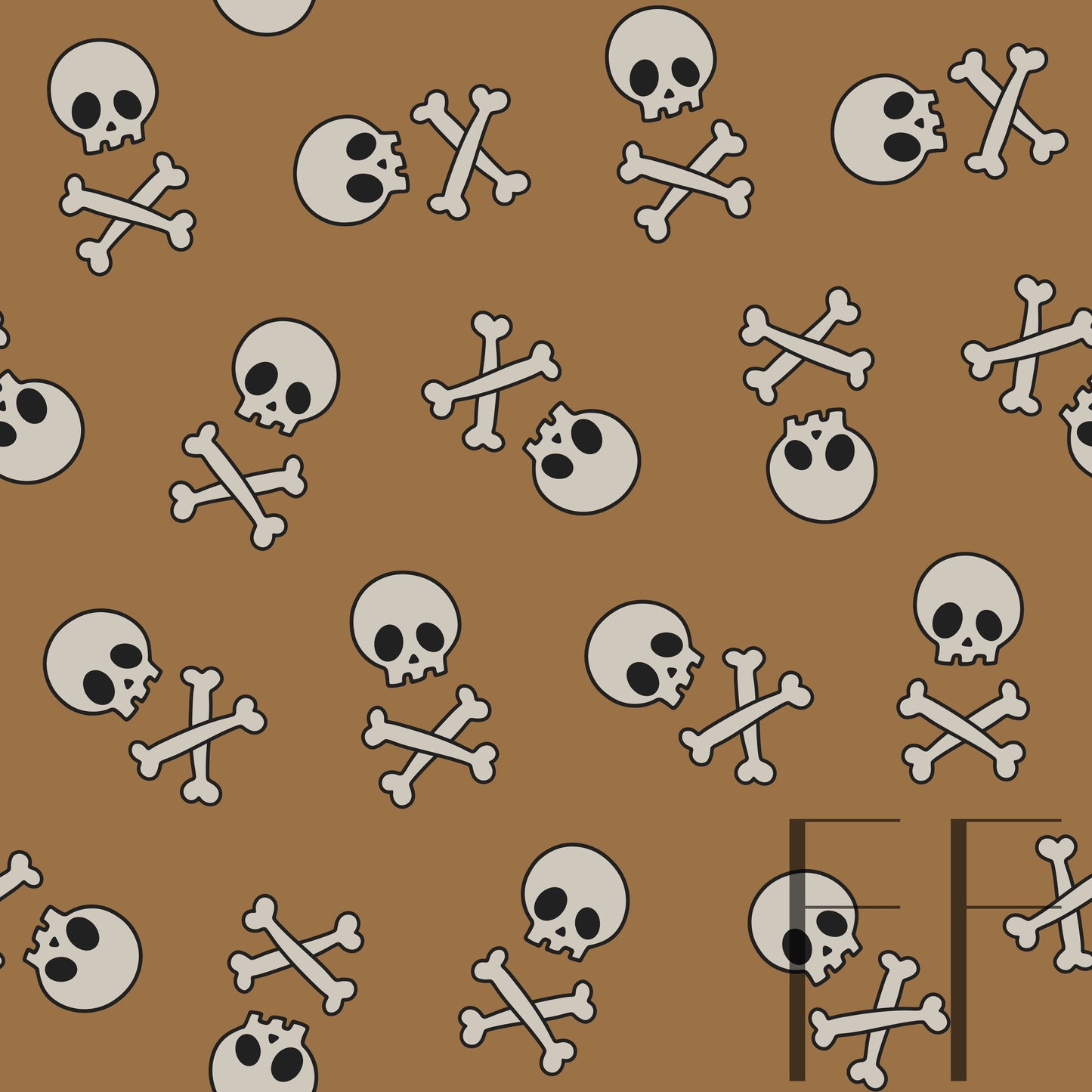 Muted Skulls brown raspberry pattern