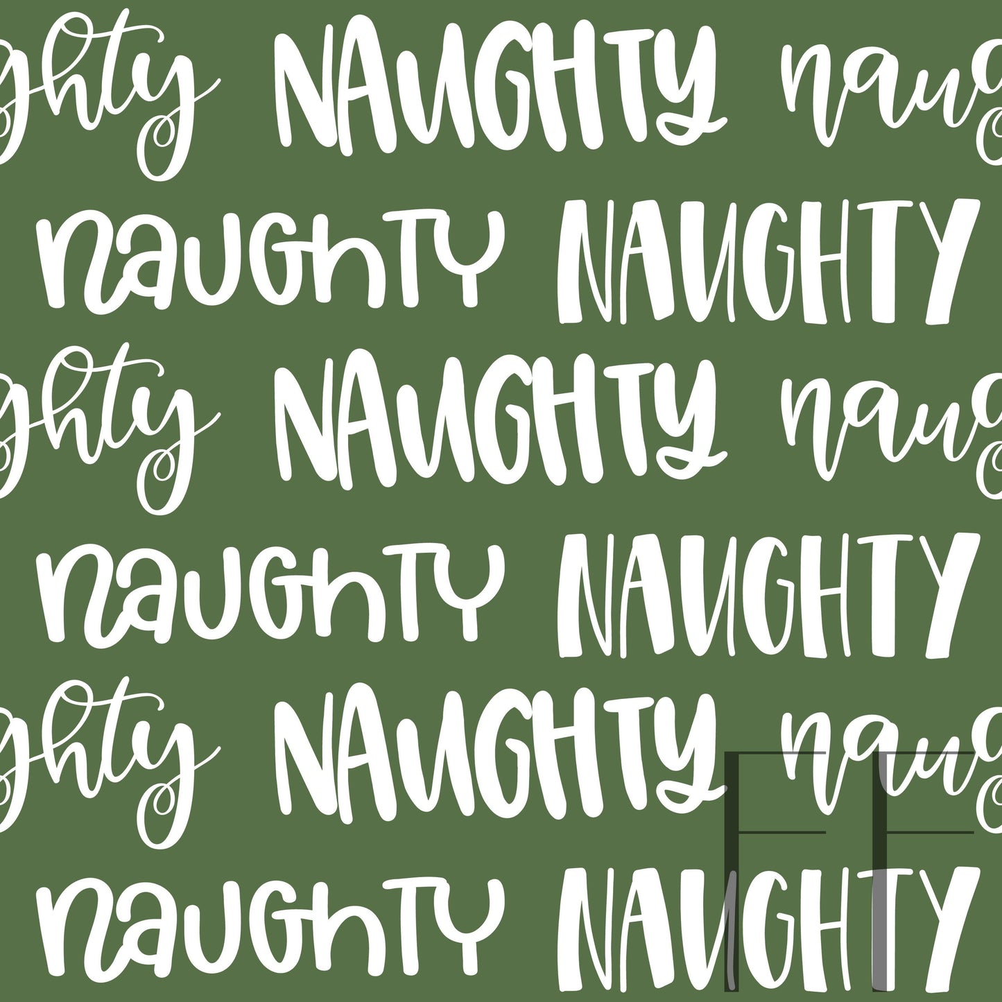 Naughty Typography Dark warm green raspberry Pattern