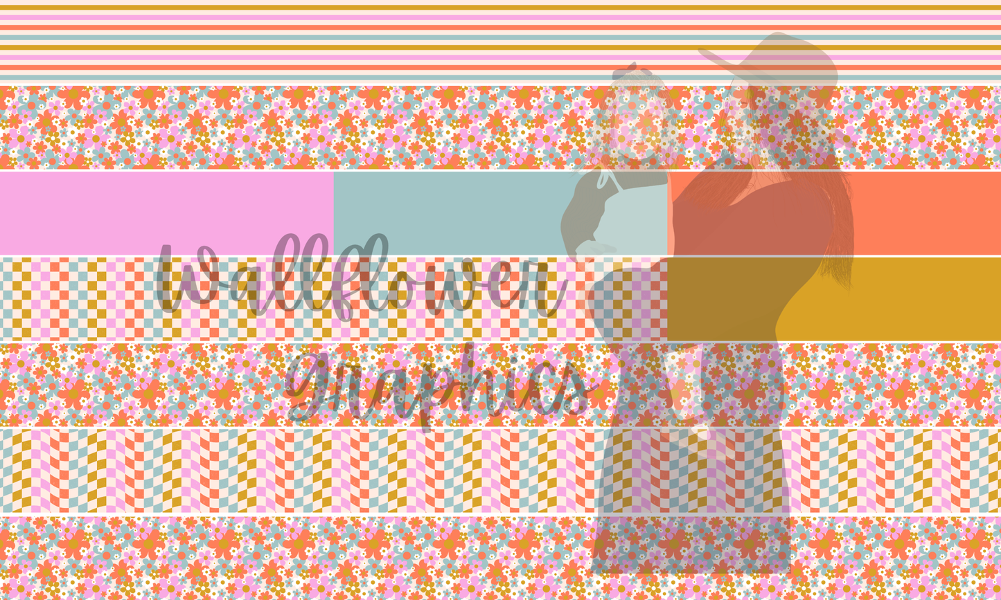 Summer Groovy Floral Bow Strip Yard