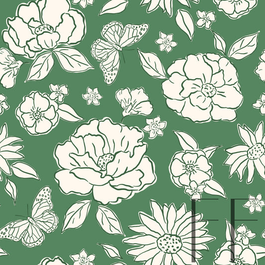 Blooming Green Raspberry Pattern