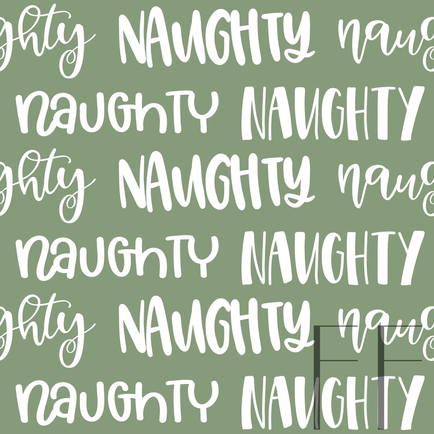 Naughty Typography Mid warm green raspberry Pattern