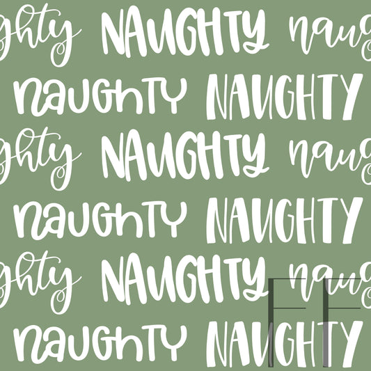 Naughty Typography Mid warm green raspberry Pattern