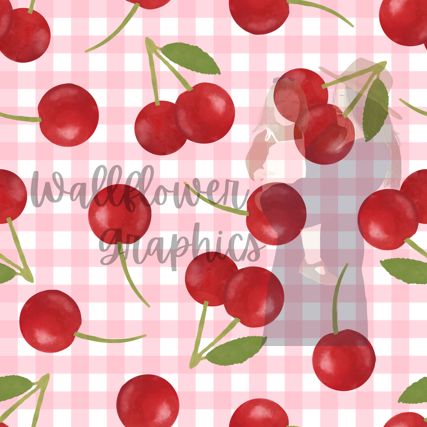 Cherries on Pink Plaid