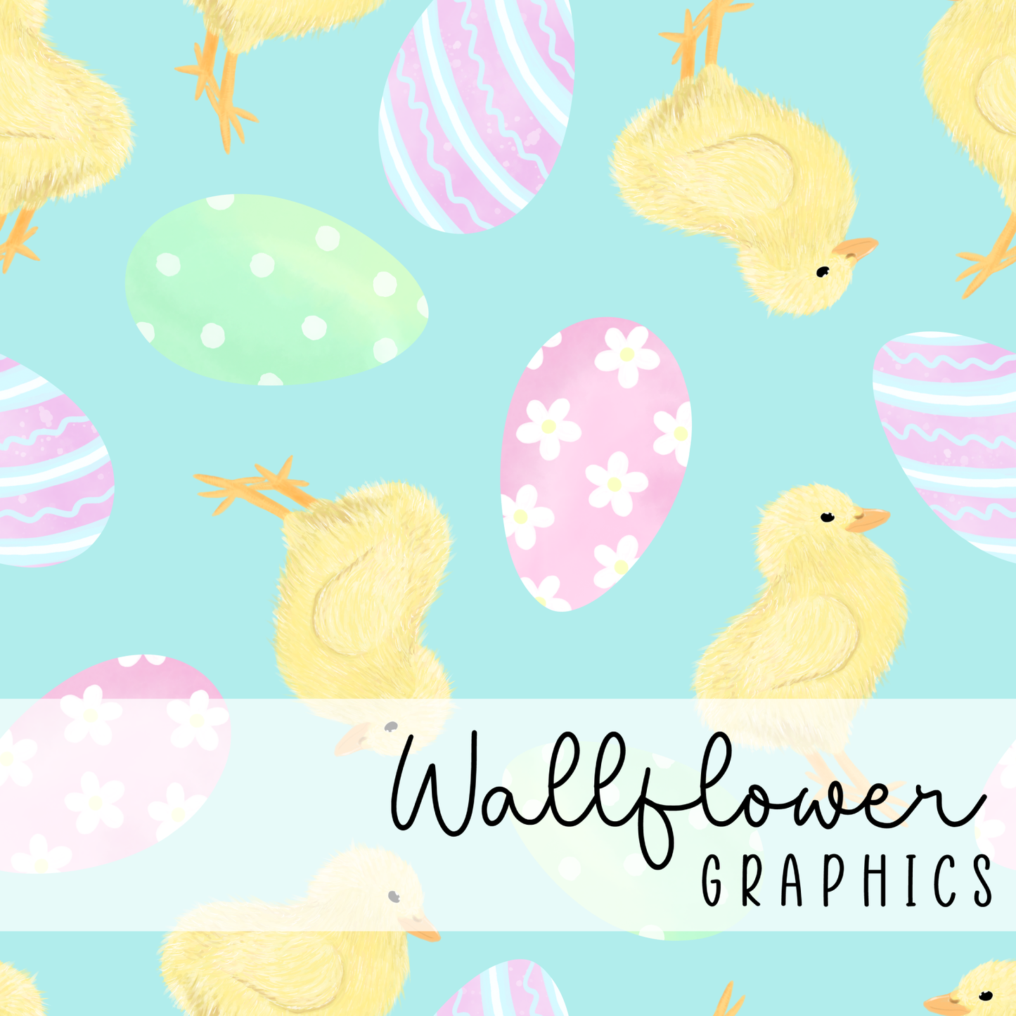 Chicks and Easter Eggs-Light Blue