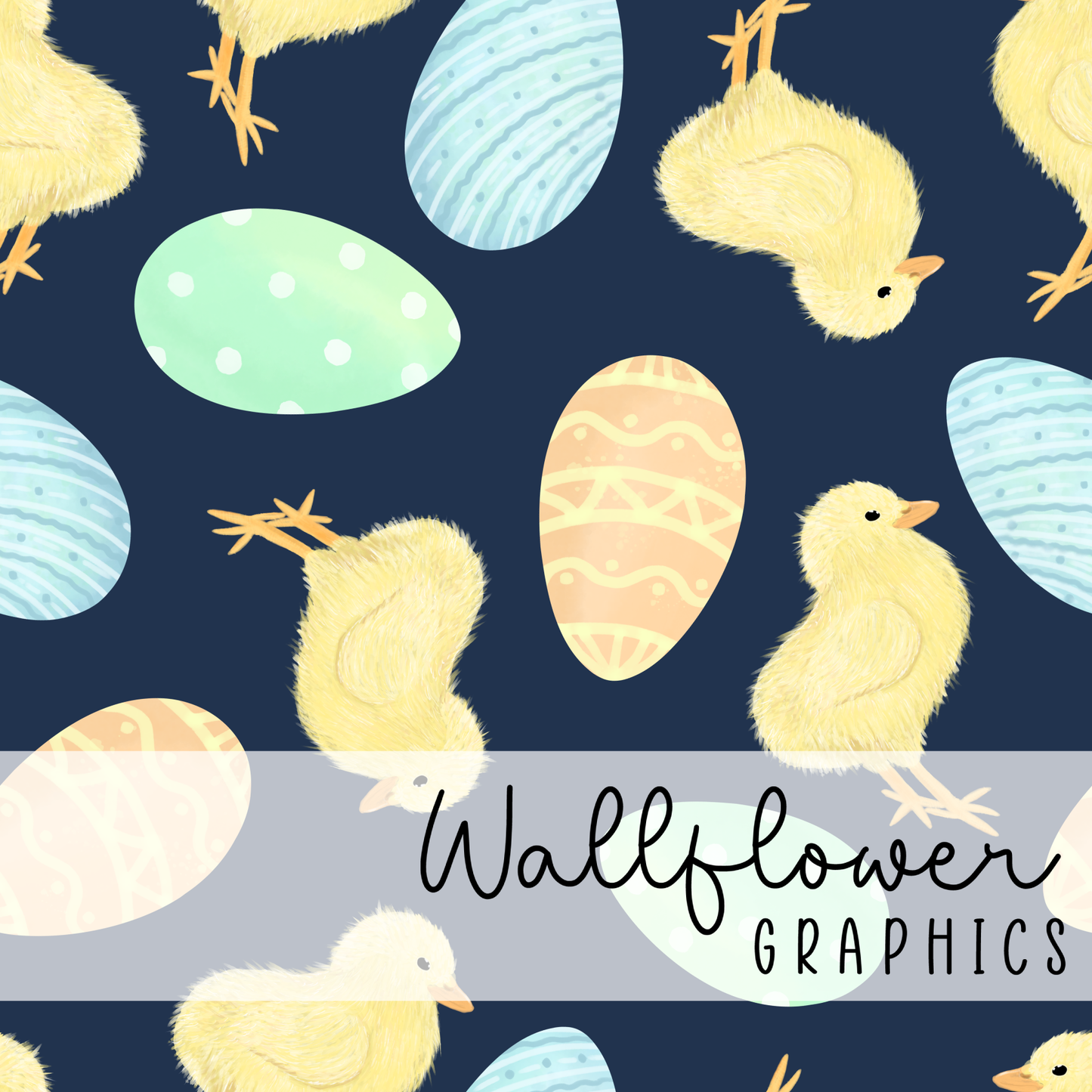 Chicks and Easter Eggs-Navy