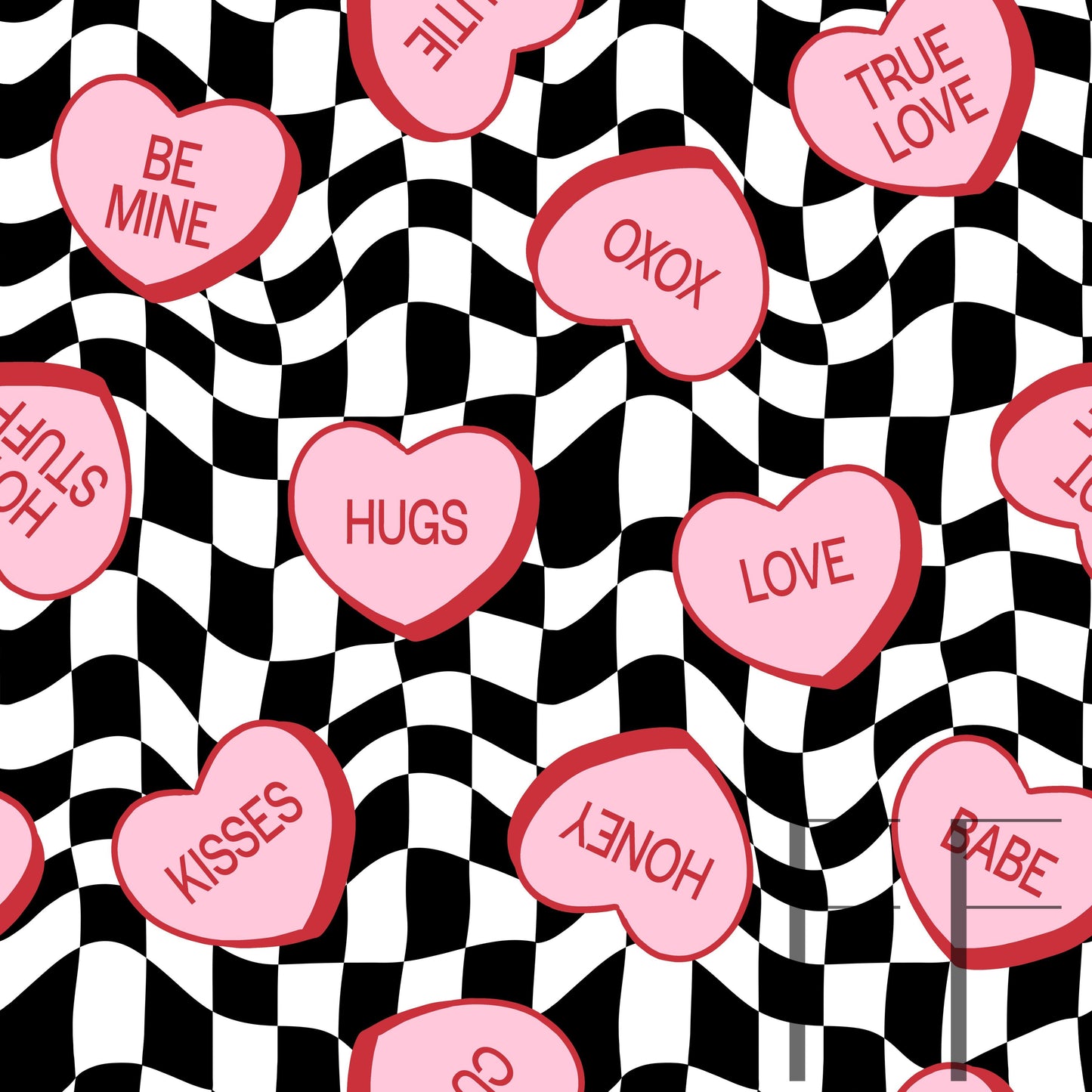 Groovy Conversation Hearts raspberry pattern