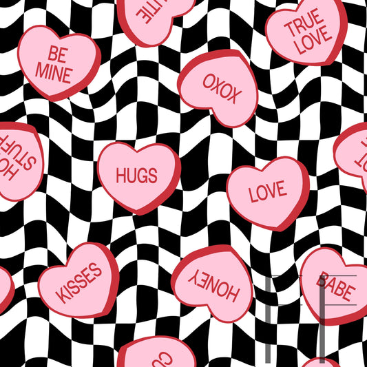 Groovy Conversation Hearts raspberry pattern