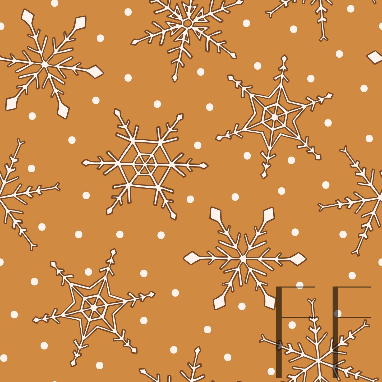 Golden Christmas Snowflake raspberry Pattern