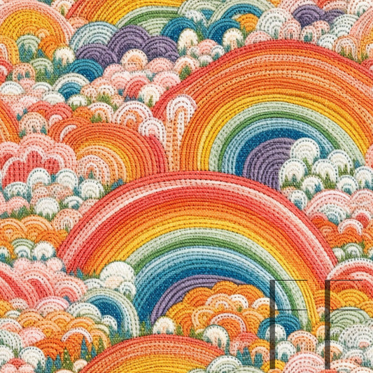 Abstract Rainbow Embroidery Raspberry Pattern