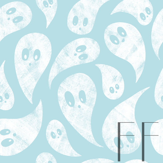 Halloween Ghosts Pastel blue raspberry Pattern