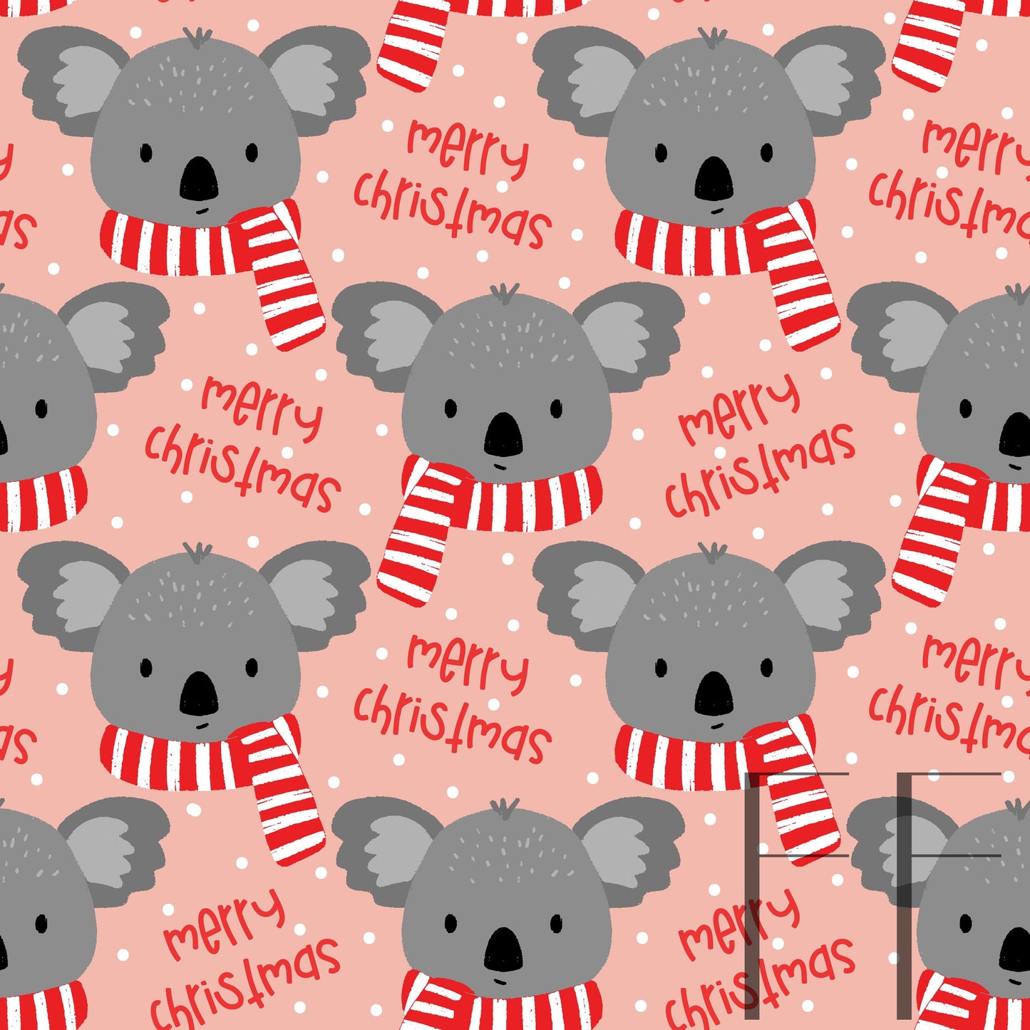 Koala Merry Christmas Pink rasberry Pattern