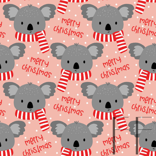 Koala Merry Christmas Pink rasberry Pattern