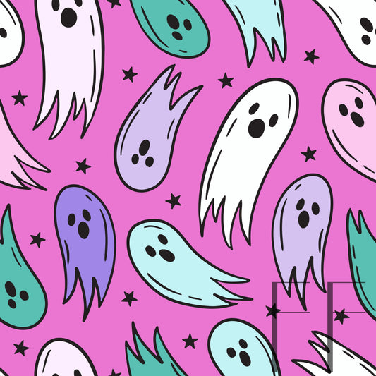 Too Cute Ghosties Bright Raspberry Pattern