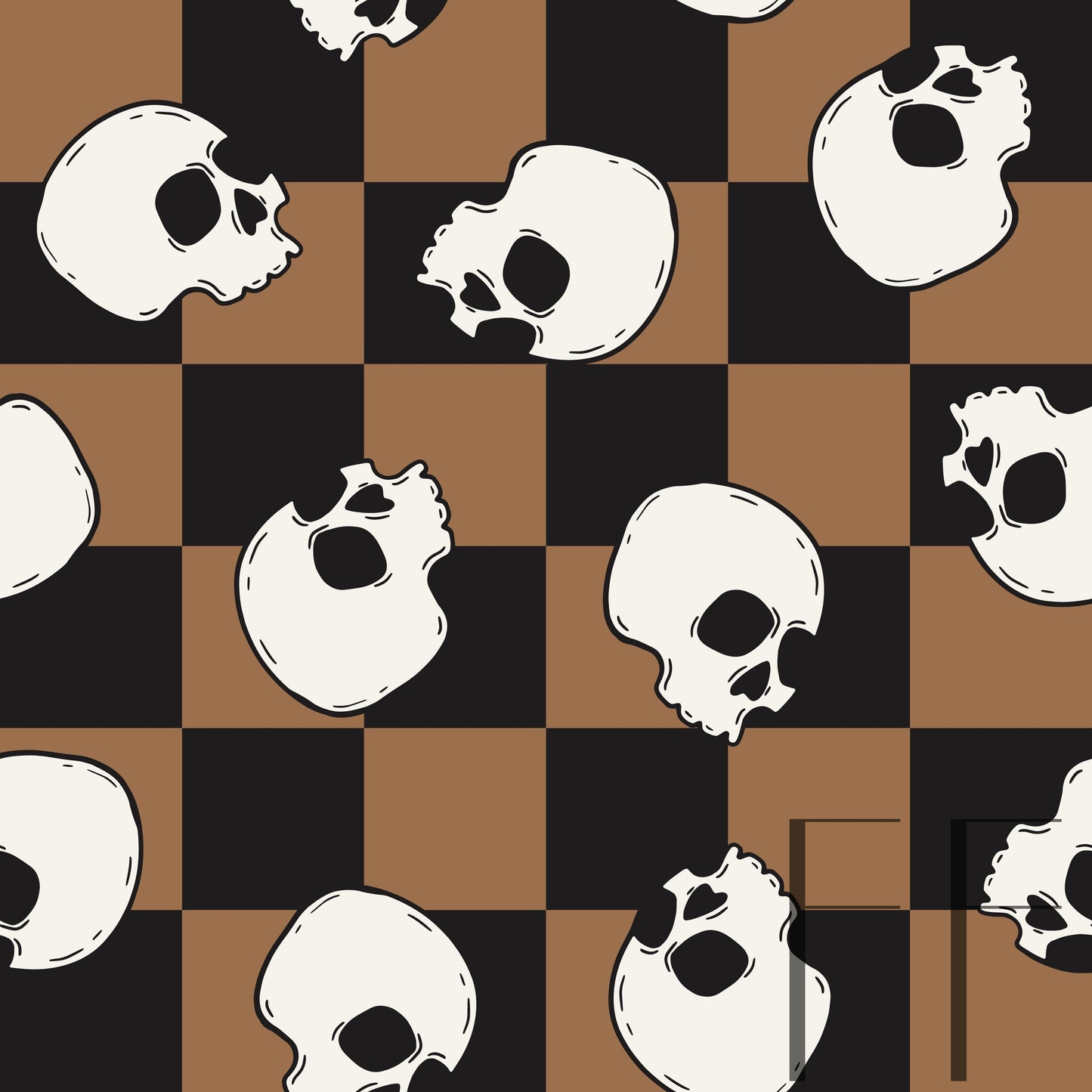 Skulls Brown Checker raspberry pattern