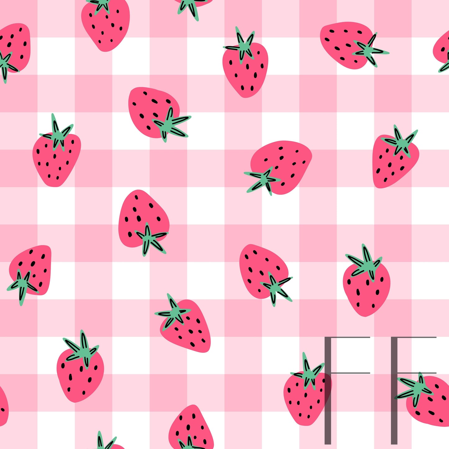 Summer Strawberry Gingham raspberry Pattern