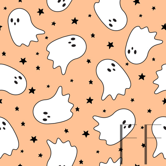 Ghosties Pastel Peach Raspberry Pattern