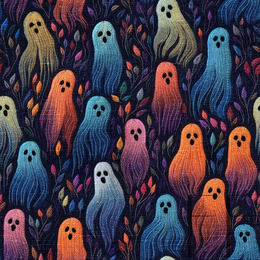 Colorful Ghost Embroidery dark raspberry Pattern