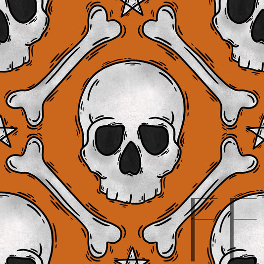 Skull Bones Orange Raspberry pattern