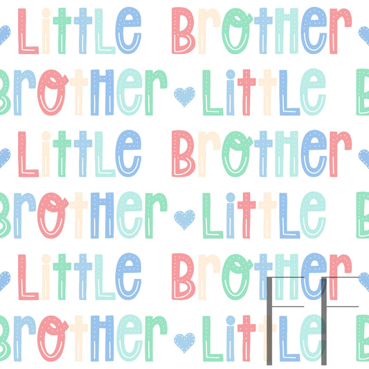 Little Brother Muted Rainbow hearts white Bg Raspberry Pattern