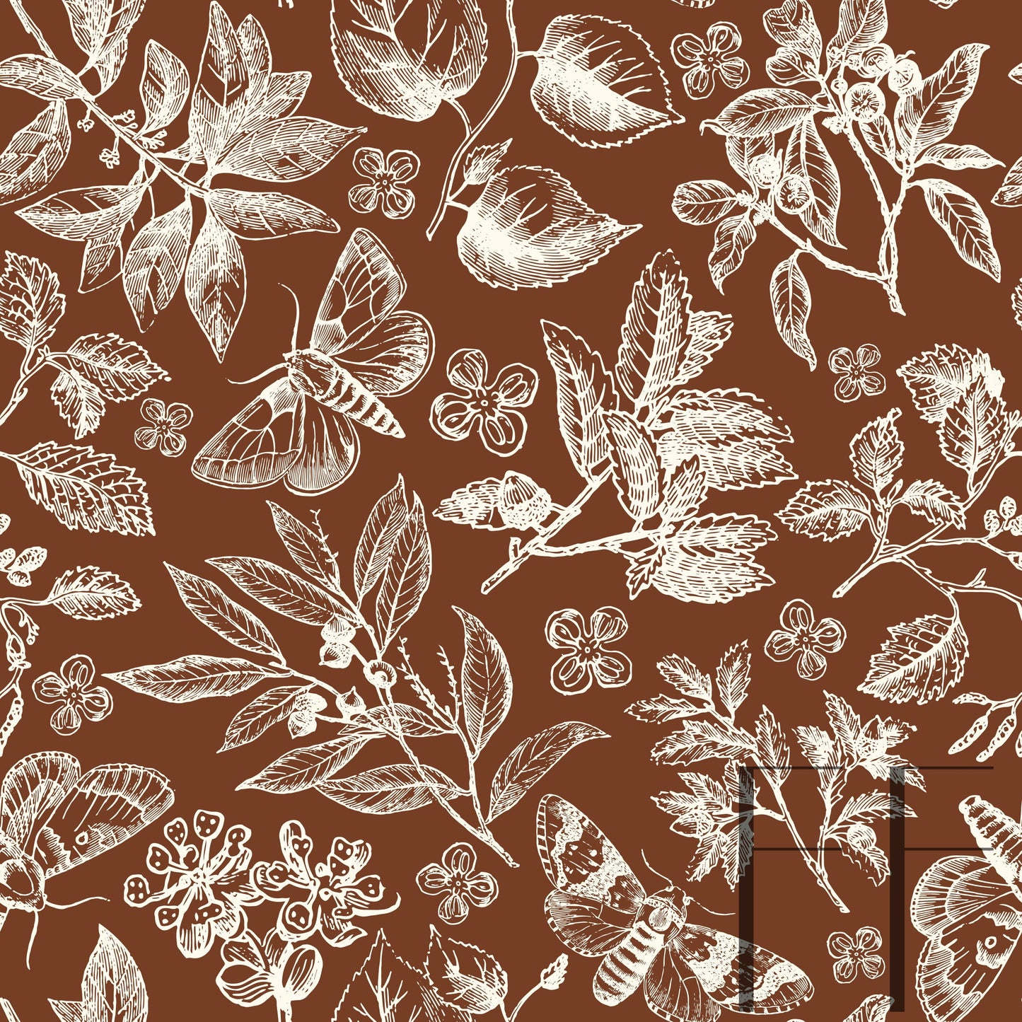 Boho Botanical Chocolate raspberry Pattern