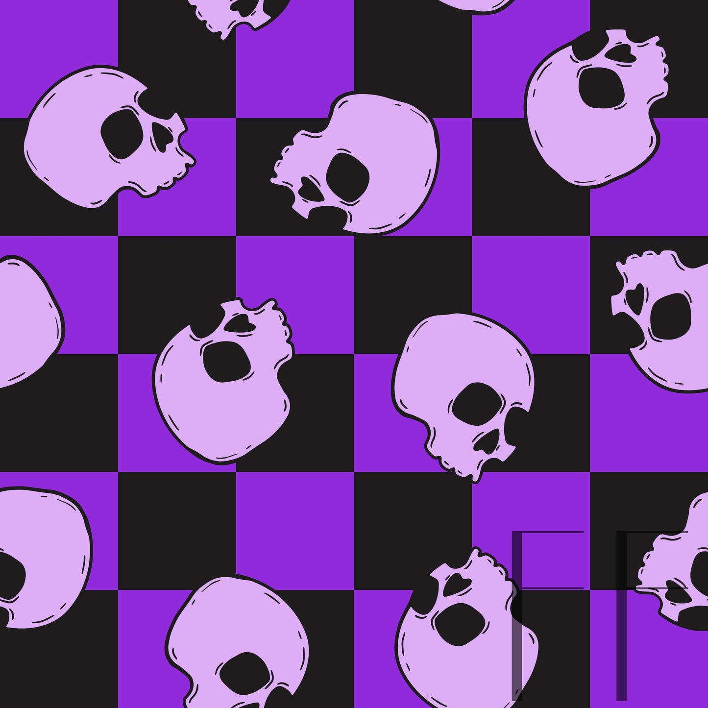 Skulls Purple Checker raspberry pattern