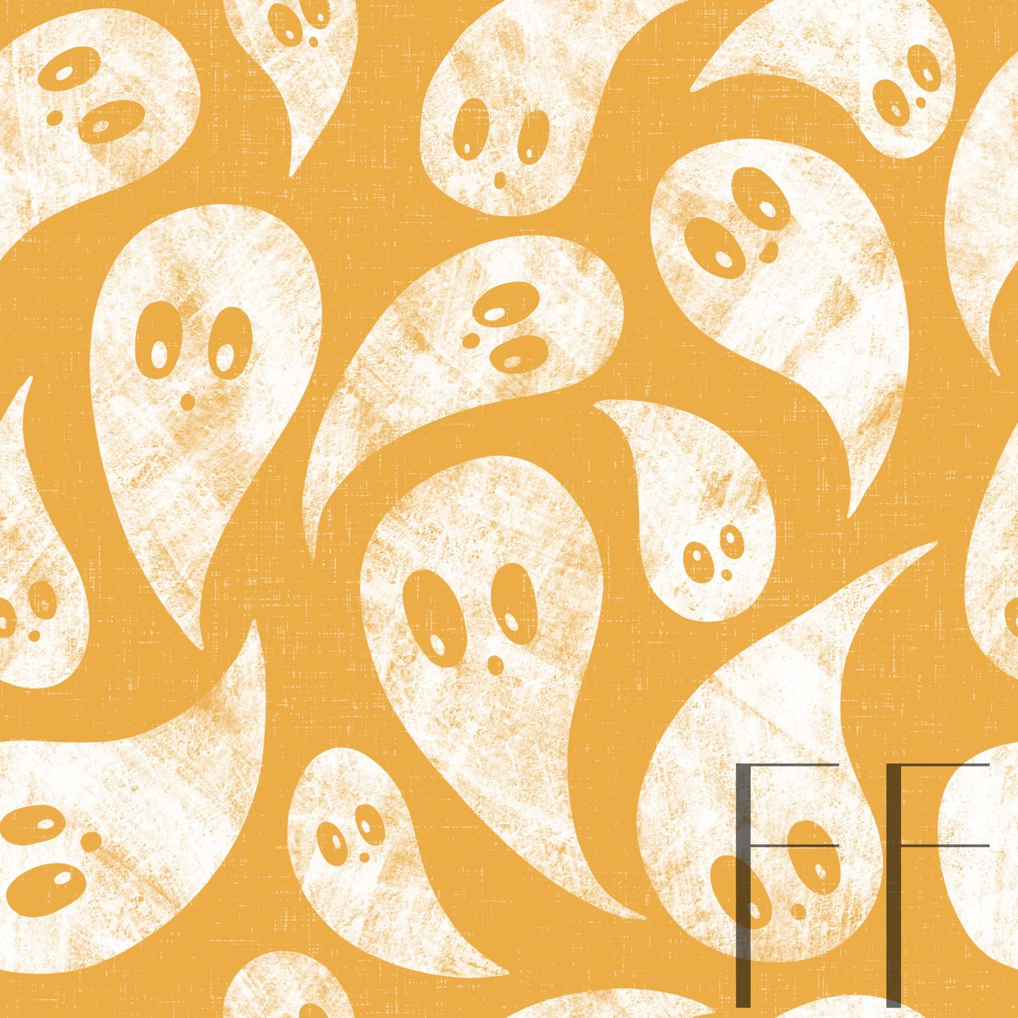 Retro Ghosts Gold Raspberry pattern Co revised