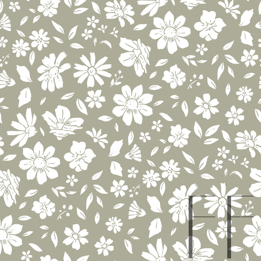 Vintage Florals Sage Raspberry Pattern