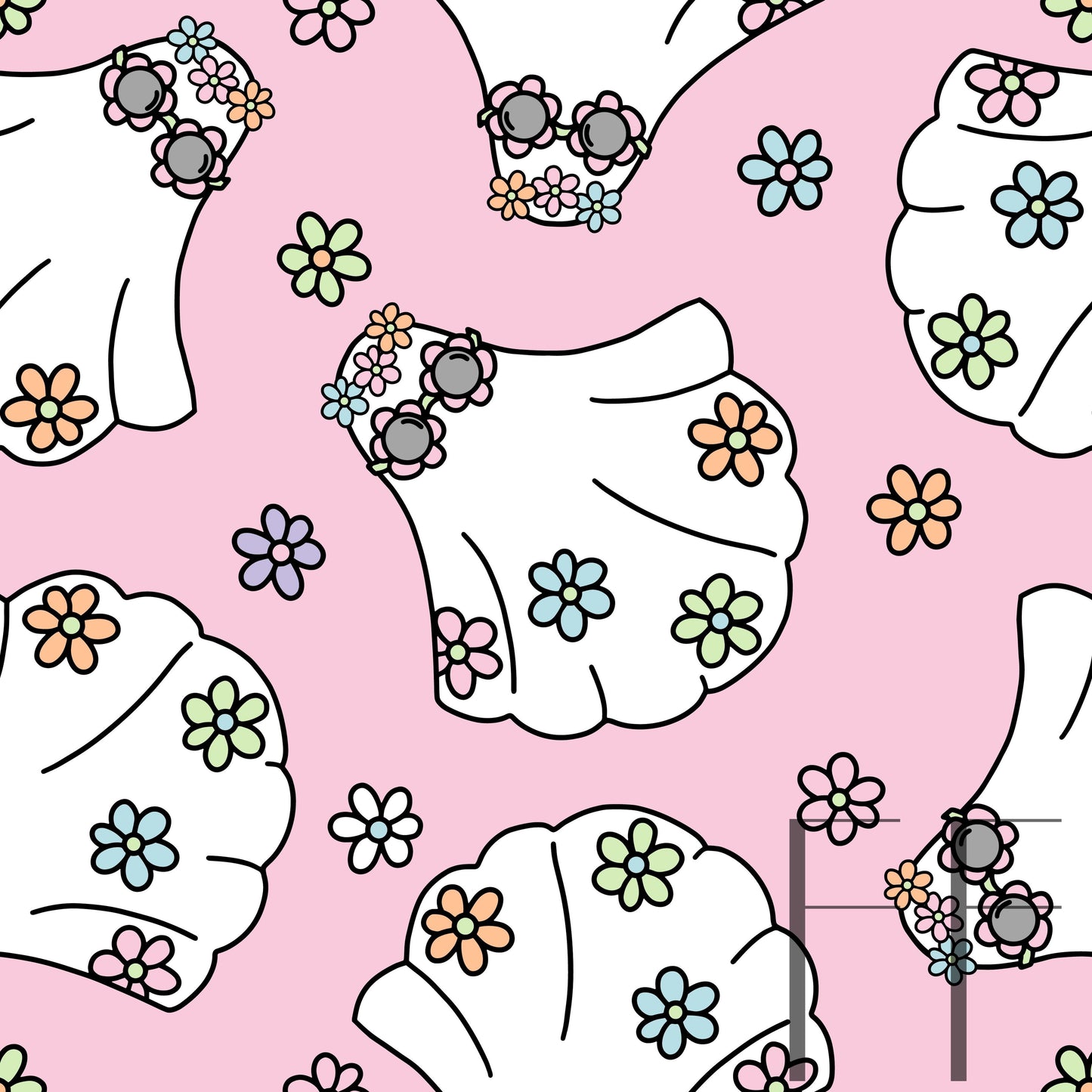 Groovy Ghosts pastel pink raspberry Pattern