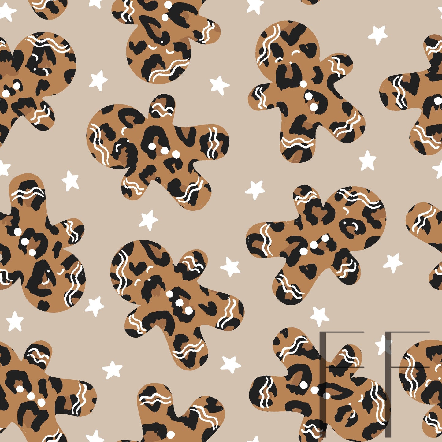 Leopard Gingerbread Men Beige raspberry Pattern