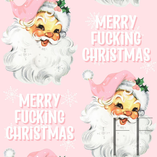 Merry Fucking Christmas vintage Santa pink Raspberry Pattern