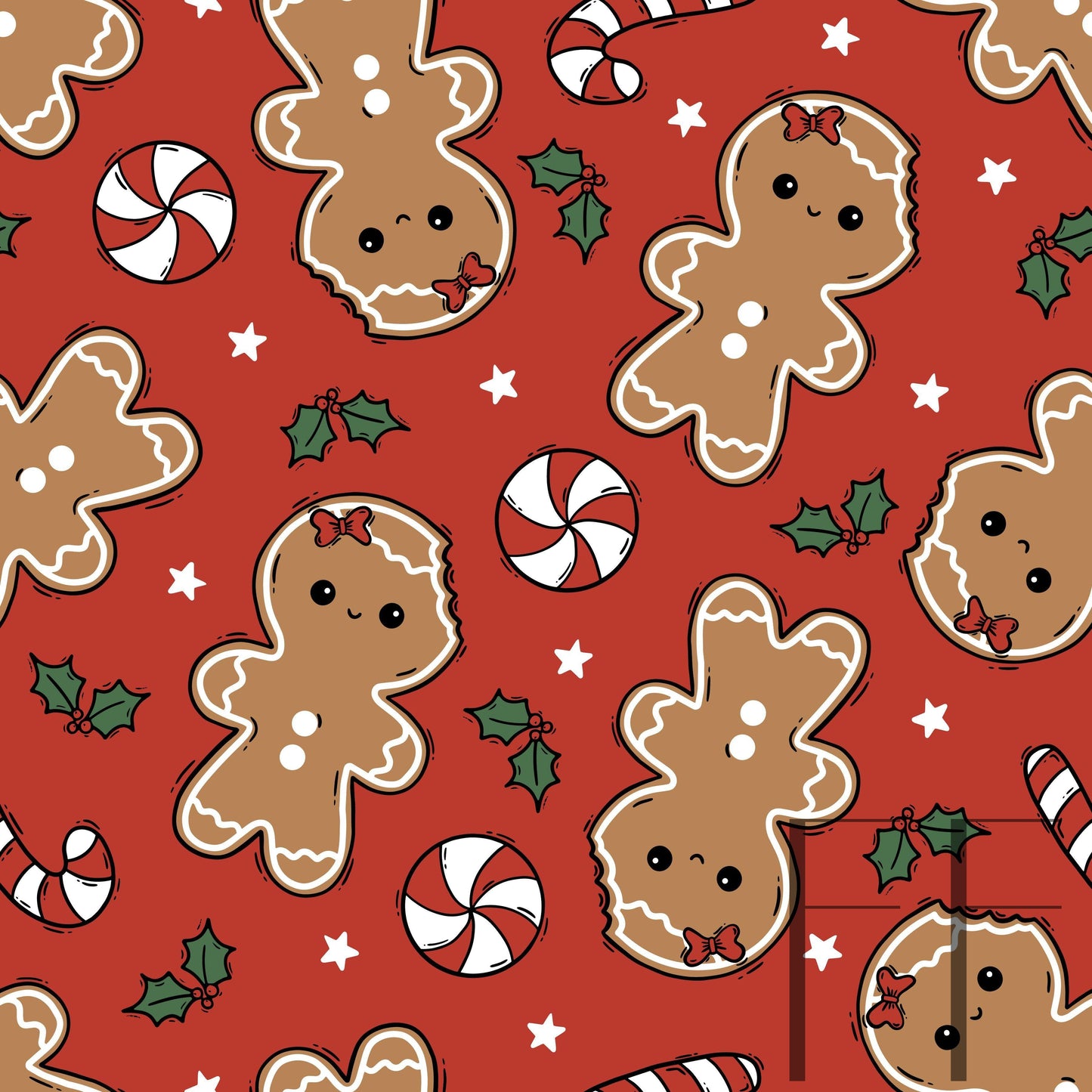 Gingerbread Girl with Bow raspberry Pattern