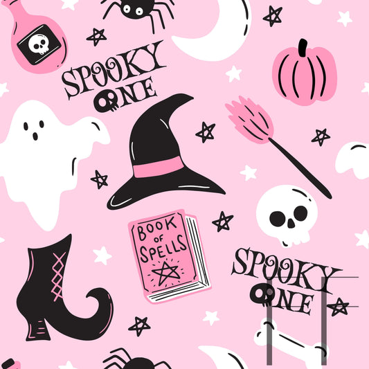 Spooky One Light Pink Raspberry Pattern