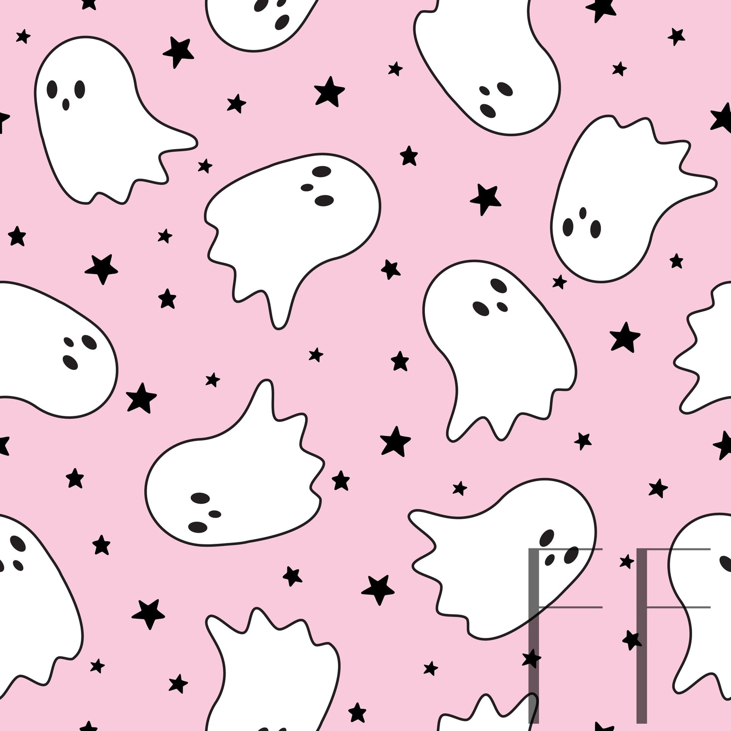 Ghosties Pastel Pink Raspberry Pattern