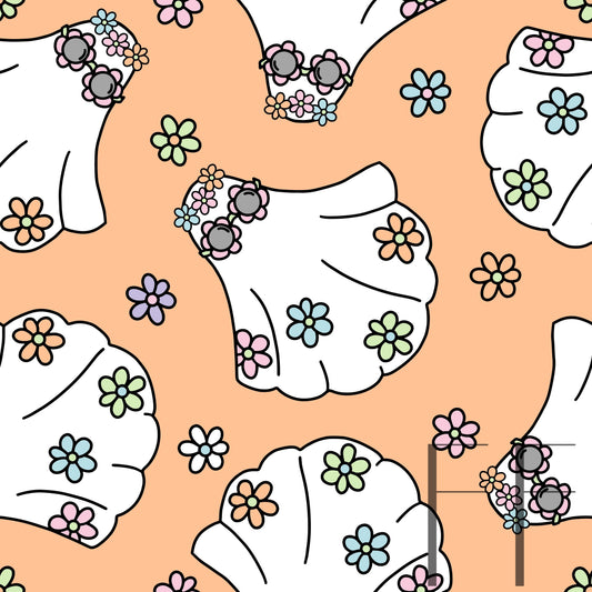 Groovy Ghosts pastel peach raspberry Pattern