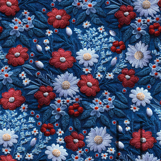 Red White Blue Embroidered raspberry Pattern