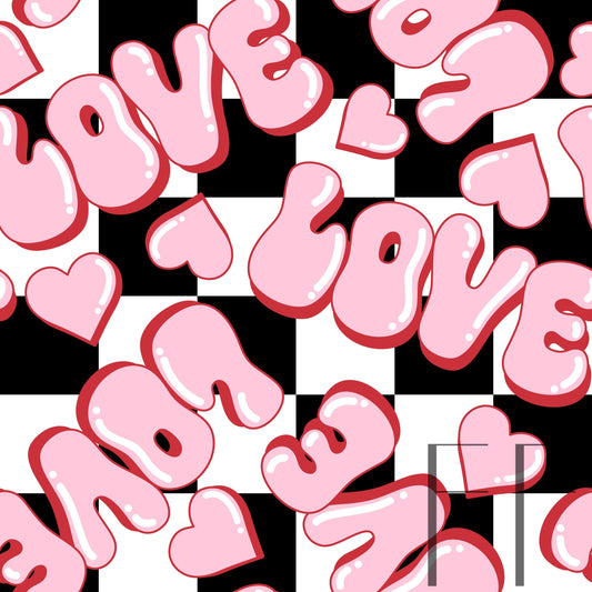 Love Letters Checker BG raspberry pattern