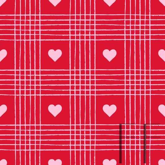 Valentine Heart Plaid Pink raspberry pattern