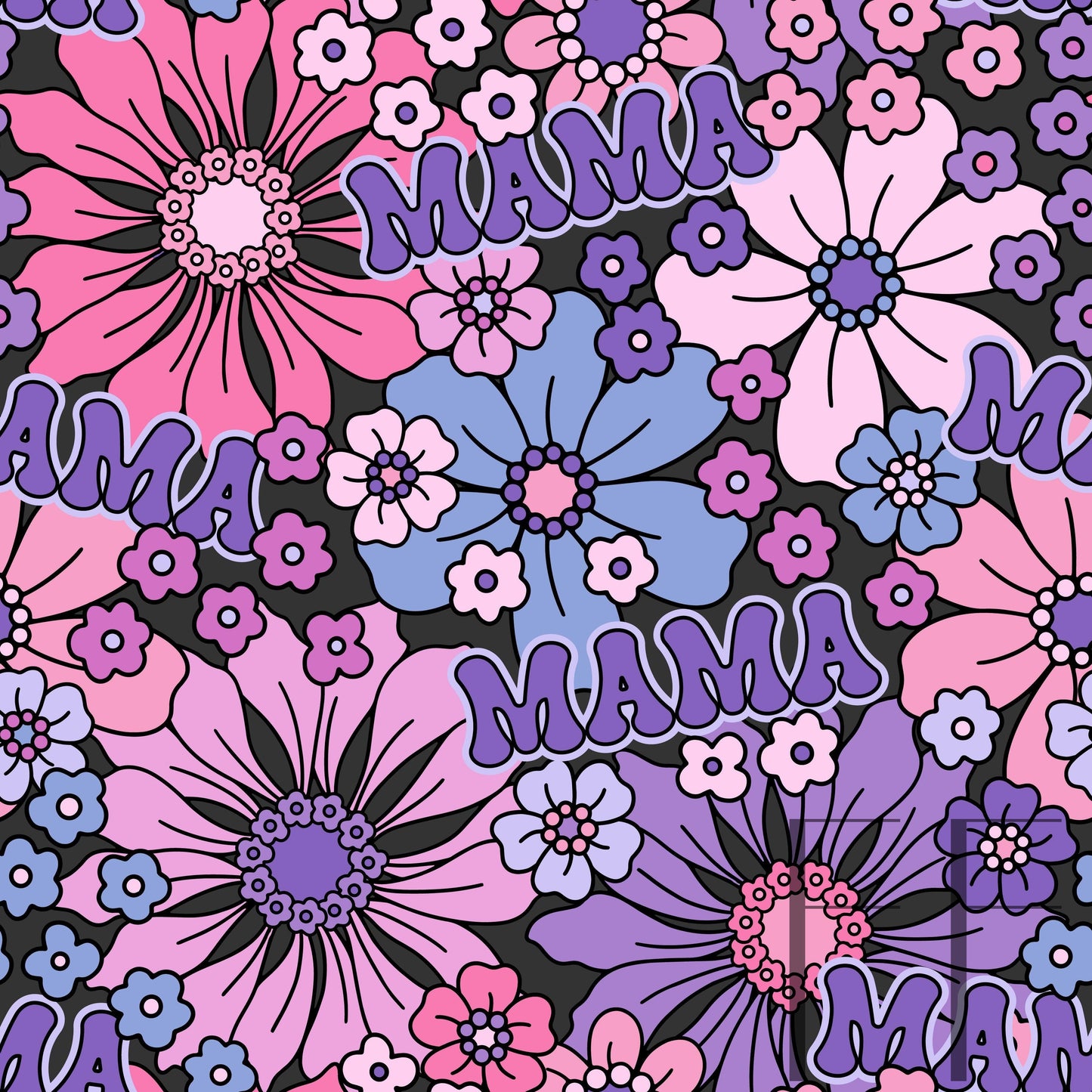 MAMA Yesterday Daisy Purple grey Raspberry Pattern