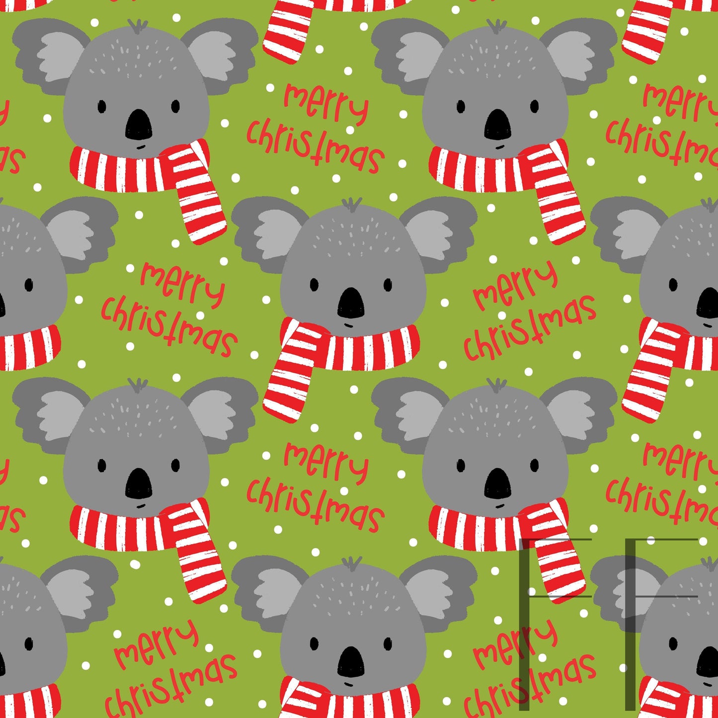 Koala Merry Christmas Lime raspberry Pattern