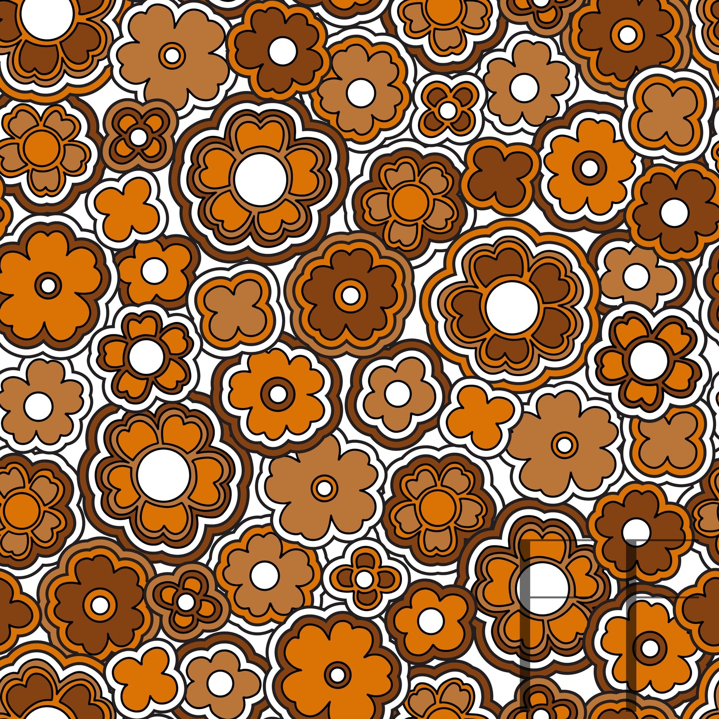 Flower Power Retro Brown raspberry Pattern