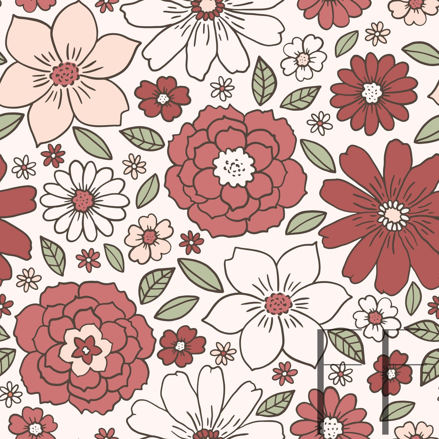 Evelyn Floral in Cranberry Crush Beige Bg raspberry pattern