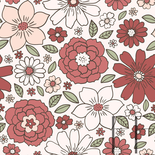 Evelyn Floral in Cranberry Crush Beige Bg raspberry pattern