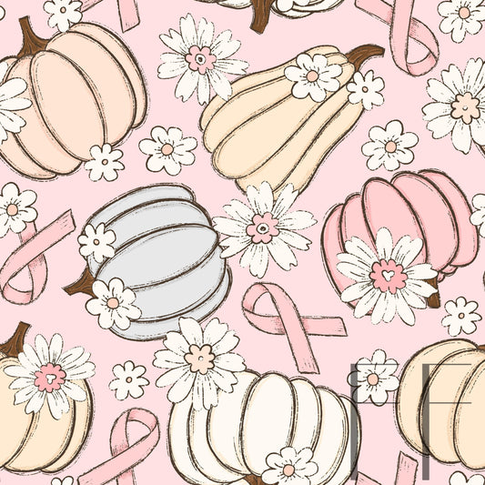 Pink Ribbon Floral Pumpkin Raspberry Pattern