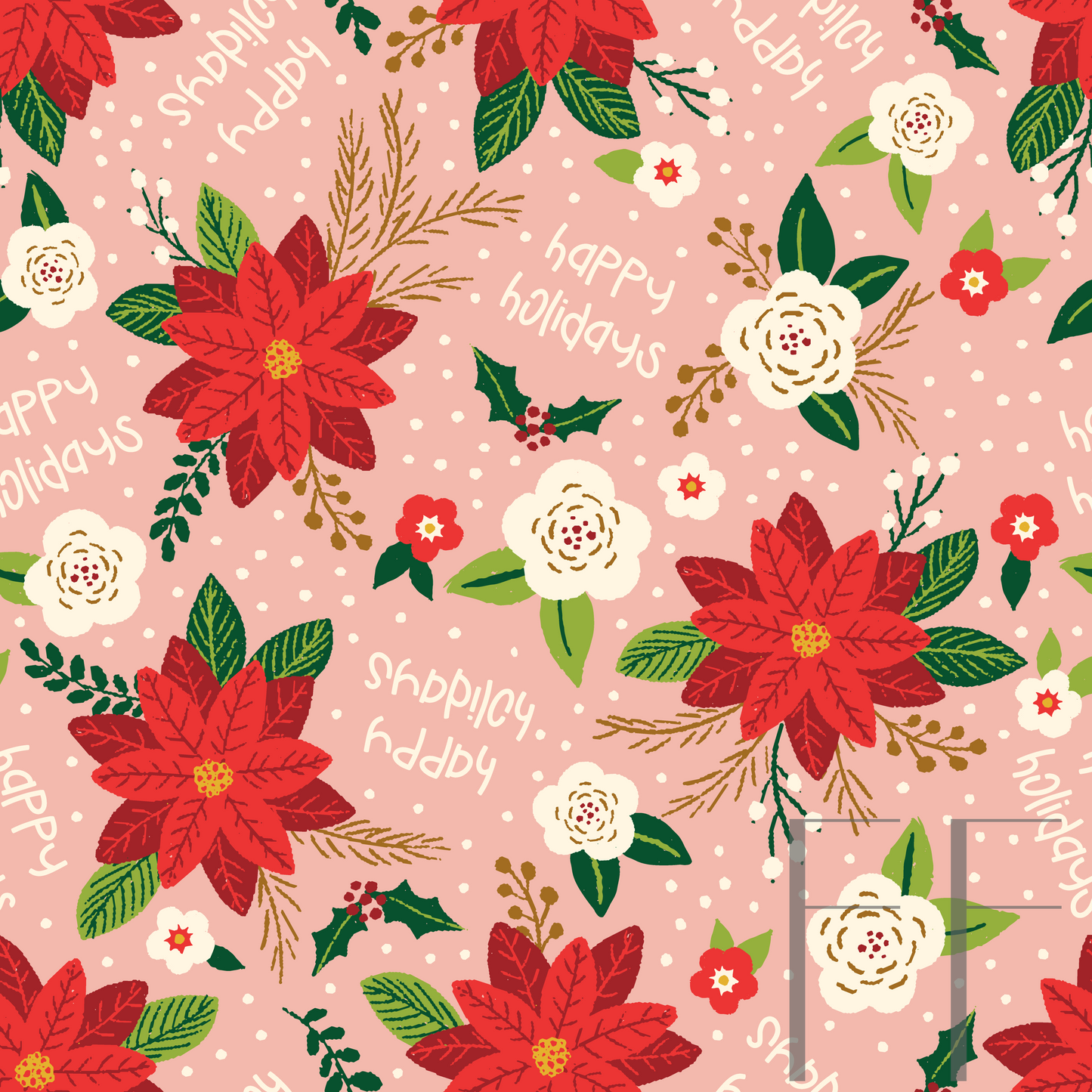 Happy Holidays on Pink Raspberry Pattern