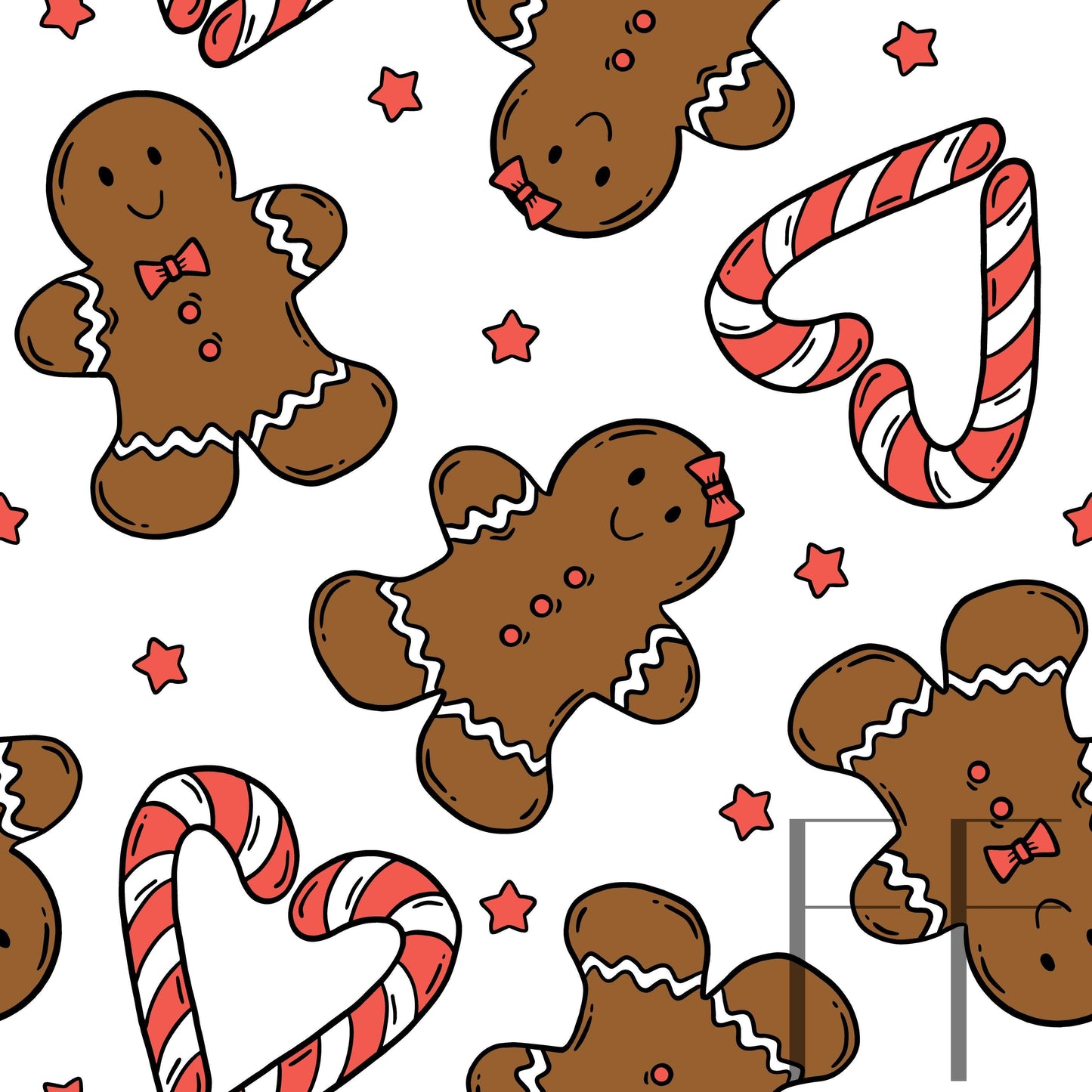 Love Gingerbread White BG Raspberry Pattern