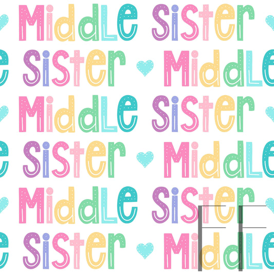 Middle Sister Pastel Rainbow hearts Raspberry Pattern